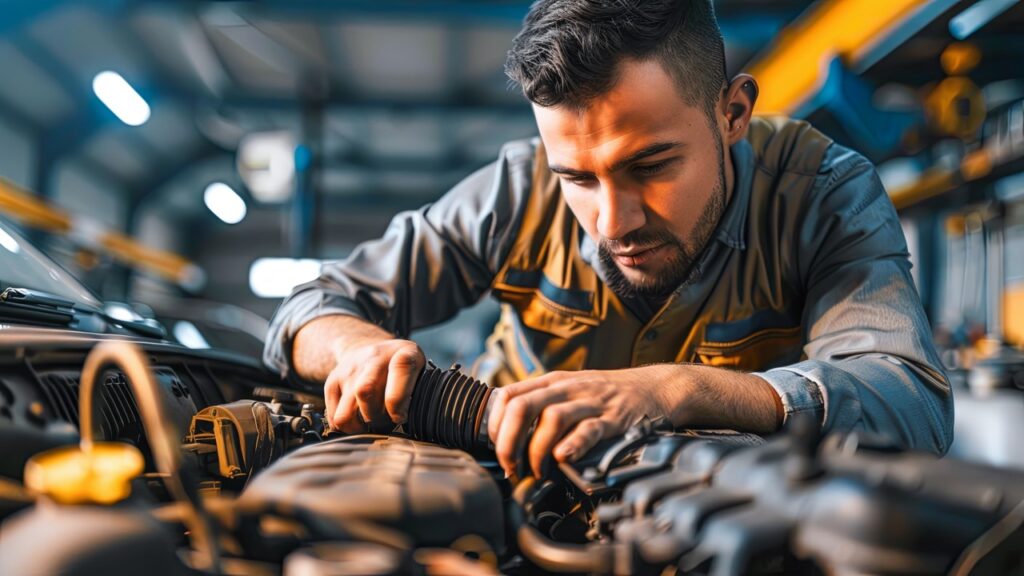 Man fixing car